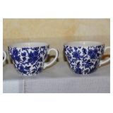 Blue and White Floral Dinnerware Set with Plates and Cups