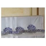 Blue and White Floral Dinnerware Set with Plates and Cups