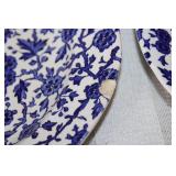 Blue and White Floral Dinnerware Set with Plates and Cups