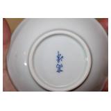 Blue and White Floral Dinnerware Set with Plates and Cups