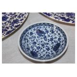 Blue and White Floral Dinnerware Set with Plates and Cups
