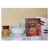 Mexican Kitchenware Collection with Press, Trays, Tortilla Server, and Salsa Book