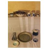 Collection of Decorative Ceramic and Porcelain Kitchenware with Blue Patterns
