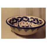 Collection of Decorative Ceramic and Porcelain Kitchenware with Blue Patterns