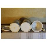 Collection of Decorative Ceramic and Porcelain Kitchenware with Blue Patterns