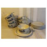 Collection of Decorative Ceramic and Porcelain Kitchenware with Blue Patterns
