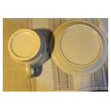 Collection of Decorative Ceramic and Porcelain Kitchenware with Blue Patterns