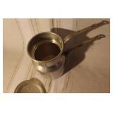 West Bend 4 Qt Slow Cooker with Manual, Graniteware Steamer Pot, and Aluminum Double Boiler Set