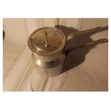 West Bend 4 Qt Slow Cooker with Manual, Graniteware Steamer Pot, and Aluminum Double Boiler Set