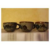 Collection of 13 Handcrafted Pottery Mugs Including Tonala Mexico and Studio Art Pieces