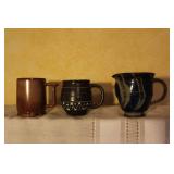 Collection of 13 Handcrafted Pottery Mugs Including Tonala Mexico and Studio Art Pieces