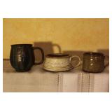 Collection of 13 Handcrafted Pottery Mugs Including Tonala Mexico and Studio Art Pieces