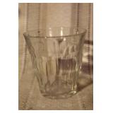 Vintage Glassware Set with Blue Tumblers, Clear Glasses, and Dark Bowls