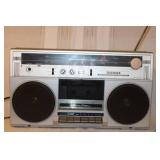Toshiba Portable Cassette Player with Tape Collection and Storage Rack