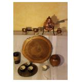 Vintage Copper Tea Set with Kettle, Pots, Tray, and Cups