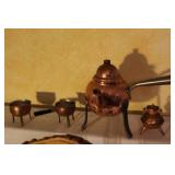 Vintage Copper Tea Set with Kettle, Pots, Tray, and Cups