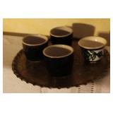 Vintage Copper Tea Set with Kettle, Pots, Tray, and Cups