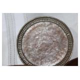 Vintage Wooden Pitcher, Hammered Metal Tray, and Set of Oval Wooden Bread Boards