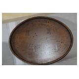 Vintage Wooden Pitcher, Hammered Metal Tray, and Set of Oval Wooden Bread Boards