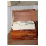 Collection of Vintage Wooden Recipe Boxes with Handwritten Recipe Cards