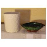 Collection of Artisan Pottery and Wooden Basket Home Decor Items