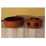 Collection of Artisan Pottery and Wooden Basket Home Decor Items