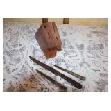 Collection of Kitchen Knives with Wood Blocks and Cutting Boards