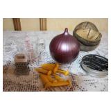 Large Kitchenware Collection with Strainers, Scales, Bowls, Baskets, and Tools