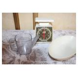 Large Kitchenware Collection with Strainers, Scales, Bowls, Baskets, and Tools