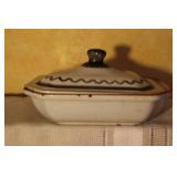 Set of 2 Vintage Enamel Cast Iron Covered Dishes - Le Creuset and St Uze