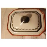 Set of 2 Vintage Enamel Cast Iron Covered Dishes - Le Creuset and St Uze