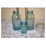 Assorted Vintage Kitchenware Collection with Teak Serving Set, Mason Jars, and Decor