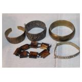 Collection of 6 Vintage and Ethnic Style Bracelets Mixed Materials