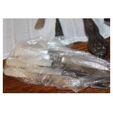 Assorted Vintage Silverware with Serving Utensils and Pearl Handles