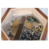 Hexagonal Jewelry Box with Assorted Costume Jewelry
