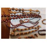 Collection of 10 Vintage Wooden Bead Necklaces and Bracelets