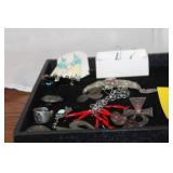 Collection of Vintage Sterling Silver and Mixed Metal Jewelry with Earrings and Brooches