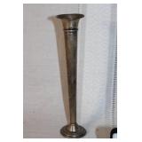 Collection of Vintage Pins, Medals, and Metal Bud Vase