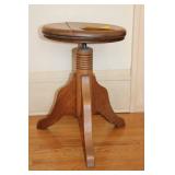 Wooden Adjustable Piano Stool and Slatted Bench Set