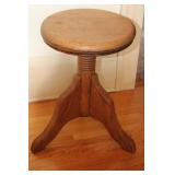 Wooden Adjustable Piano Stool and Slatted Bench Set