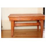 Wooden Adjustable Piano Stool and Slatted Bench Set