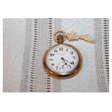 Hamilton Pocket Watch with Ornate Case and Wooden Display Stand