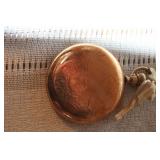 Hamilton Pocket Watch with Ornate Case and Wooden Display Stand