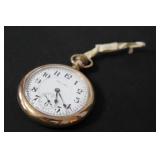 Hamilton Pocket Watch with Ornate Case and Wooden Display Stand