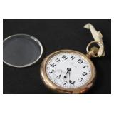 Hamilton Pocket Watch with Ornate Case and Wooden Display Stand
