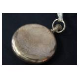 Hamilton Pocket Watch with Ornate Case and Wooden Display Stand