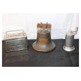 Collection of Vintage Cast Iron and Metal Banks with Miniature Shoe