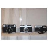 Lot of 3 Vintage 35mm Film Cameras Yashica Lynx 1000 Leidolf Wetzlar Lordox Olympus 35 EC 2