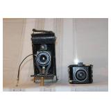 Lot of 2 Vintage Cameras - Ansco Folding and Kodak Brownie