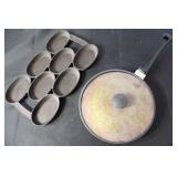Berndes Made in Germany Frying Pan with Lid and 7-Cup Cast Iron Baking Mold